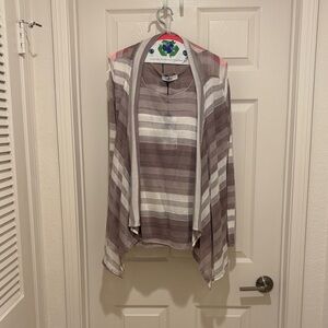 Chic Striped Sleeveless shirt with matching  Cardigan